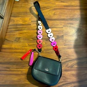 Kate spade black purse hearts strap